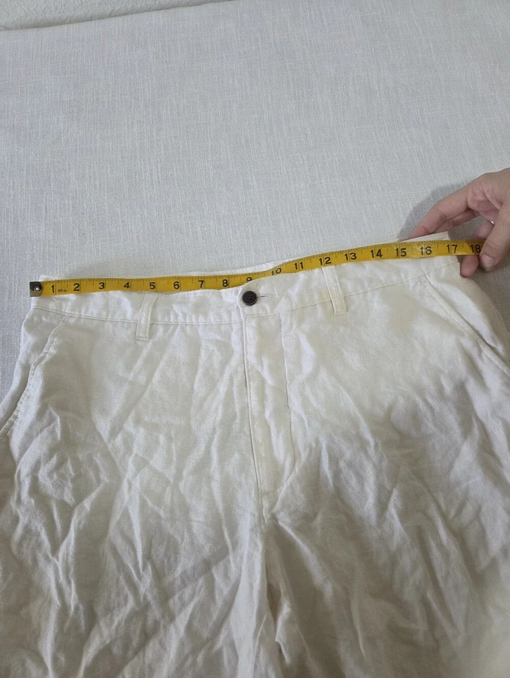 Tasso Elba Men's Cream Flat Front 100% Linen Shorts 33 Inch Waist